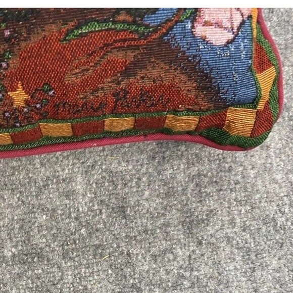 Vintage La‎ France Christmas Tapestry Throw Pillow Santa 16x12 USA 80s 90s Retro - Picture 5 of 12